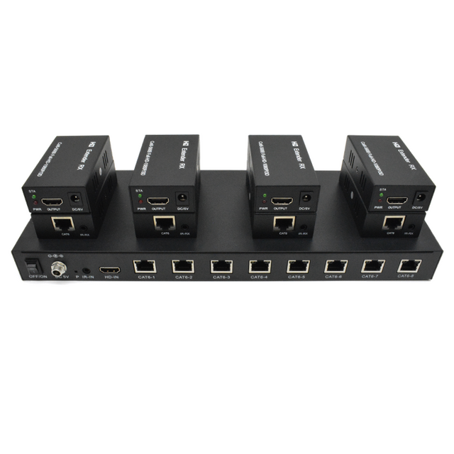 M-HD608 EDID POC IR Cat6 8 Ports HD Extender