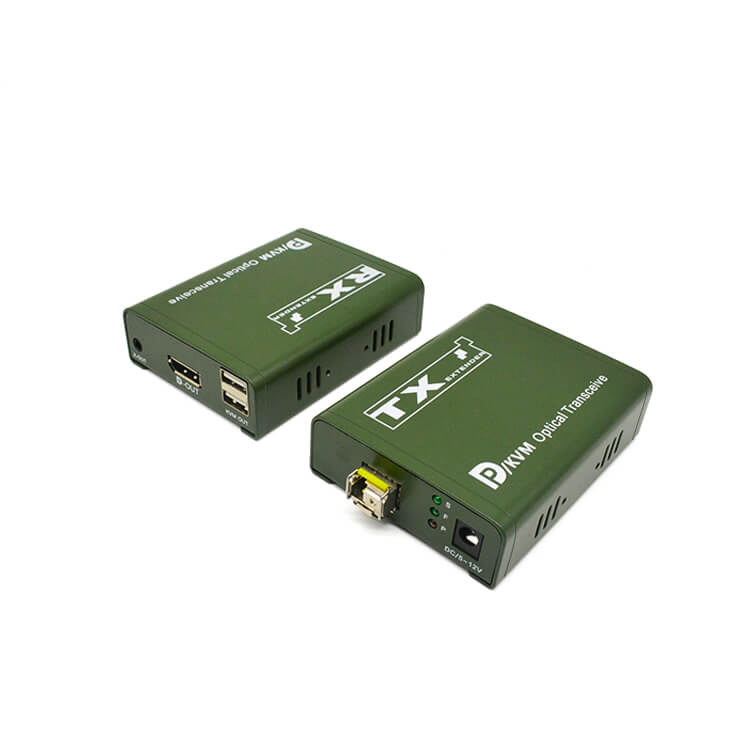 DP KVM fiber extender transmitter and receiver set