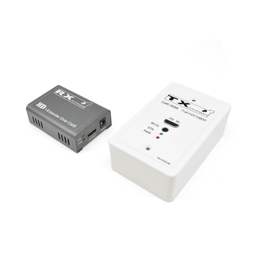Top-down view of 120-type HDMI extender wall plate showing casing depth for in-wall installation.