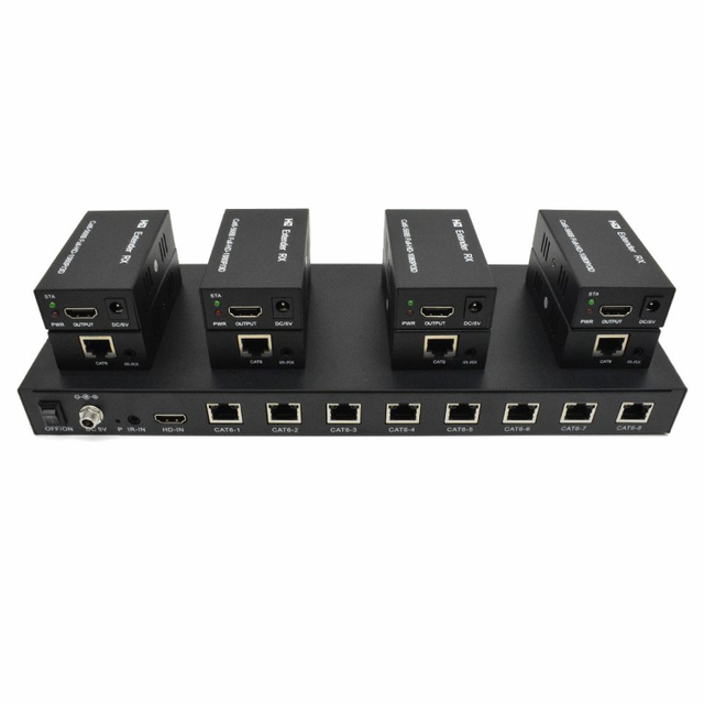 M-HD608 EDID POC IR Cat6 8 ポート HD エクステンダー